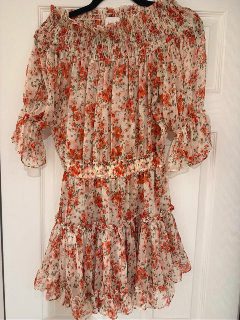 Misa Los Angeles Cream Dress with Orange Floral Print
